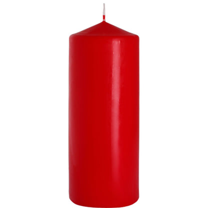 Paraffin Wax Pillar Candle – Red 80x200 MM red paraffin pillar candle with wick, 80x200 mm size, product photo