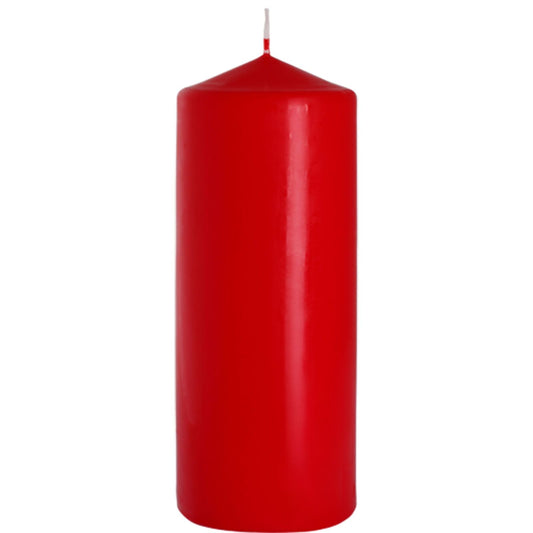 Paraffin Wax Pillar Candle – Red 80x200 MM red paraffin pillar candle with wick, 80x200 mm size, product photo
