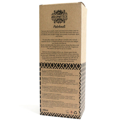 Alt Tag: Patchouli Reed Diffuser – förpackningsbox för aromatisk doftpinnar-diffuser 200 ml, 200 ml eterisk olja för hemdoft