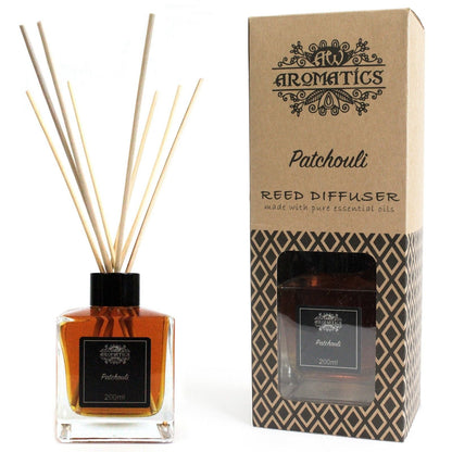 Patchouli Reed Diffuser – 200ML with essential oils, glass bottle and reeds, Aromatics packaging for home fragrance
