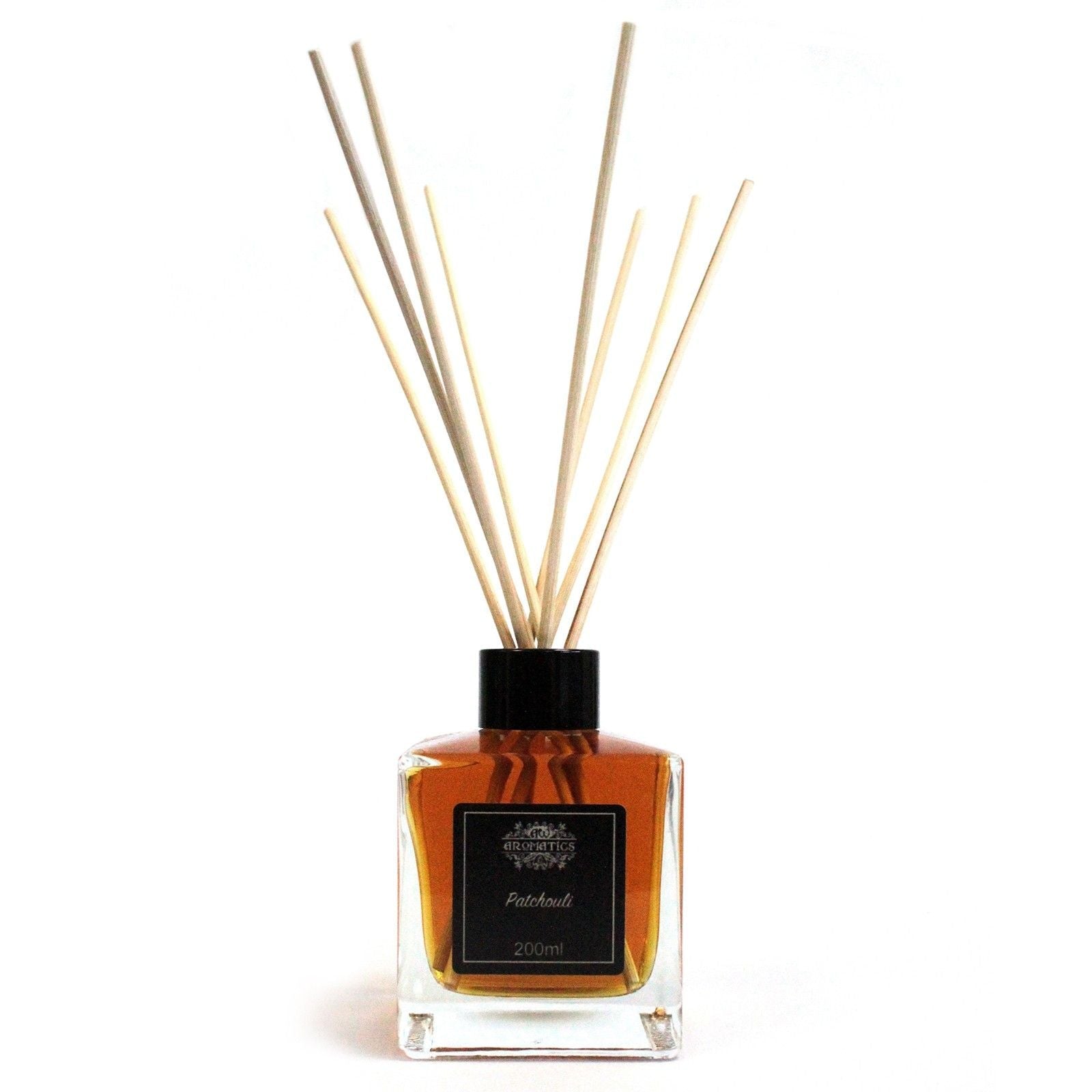 Alt Tag: Patchouli doftdiffuser med doftpinnar – 200 ML i fyrkantig glasflaska med naturliga doftpinnar, patchouli eterisk olja doftdiffuser för hemmet