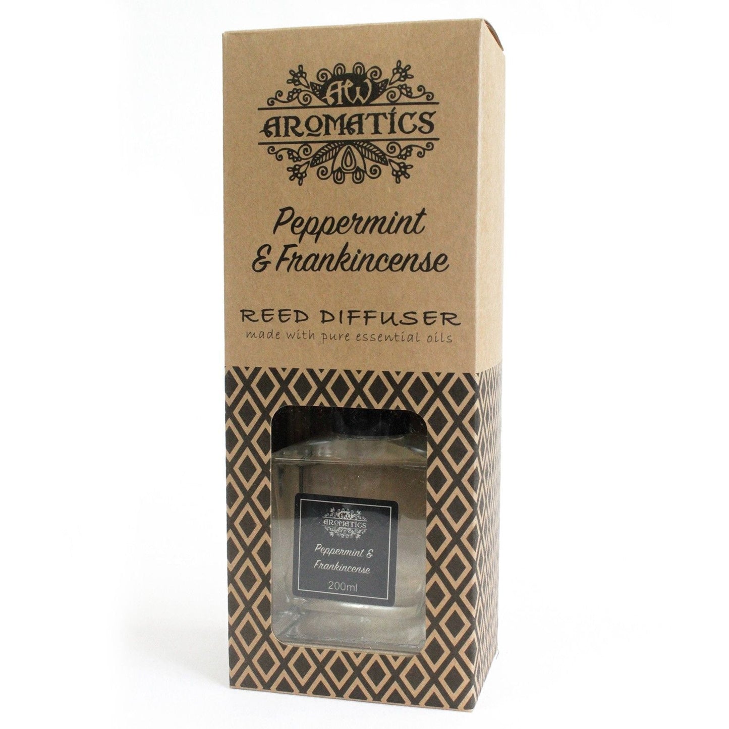 Pfefferminze & Weihrauch Raumduft-Diffuser mit Duftstäbchen – 200ML Duftstäbchen-Diffuser in einer verpackten Glasflasche mit ätherischen Ölen aus Pfefferminze und Weihrauch