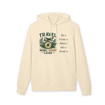 Personalized Travel Your Destinations 100% Organic Cotton Hoodie beige hoodie with travel graphic and destination list print