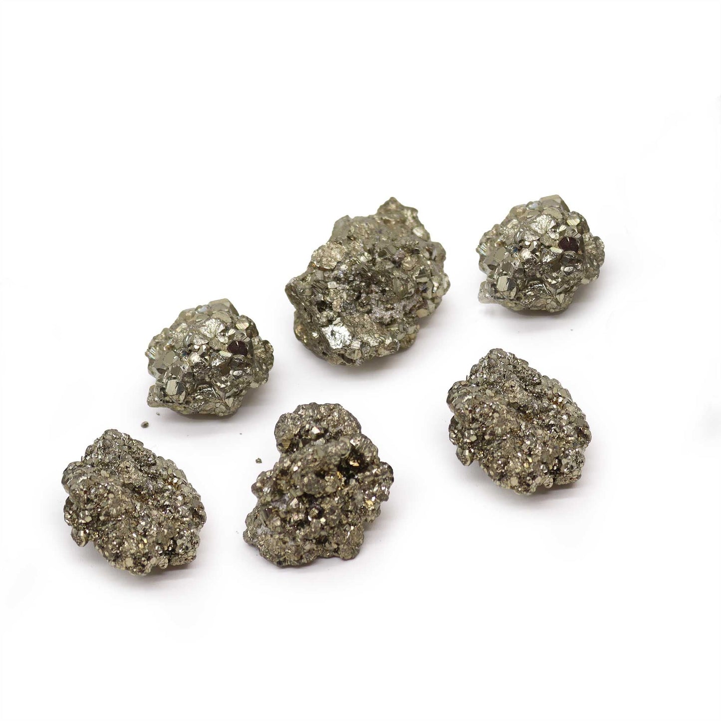 Peruvian Pyrite – Medium Rare Gemstone, 200G specimen set, golden metallic mineral chunks on white background, 35-50mm pieces