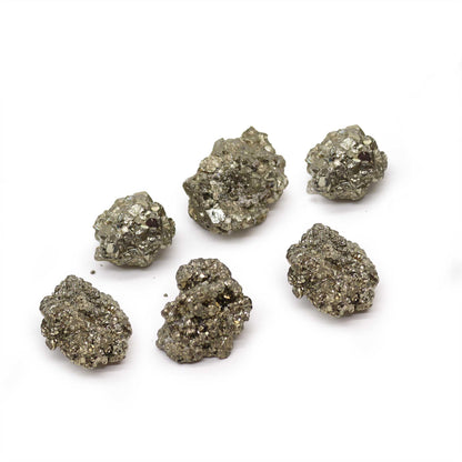 Peruvian Pyrite – Medium Rare Gemstone, 200G specimen set, golden metallic mineral chunks on white background, 35-50mm pieces