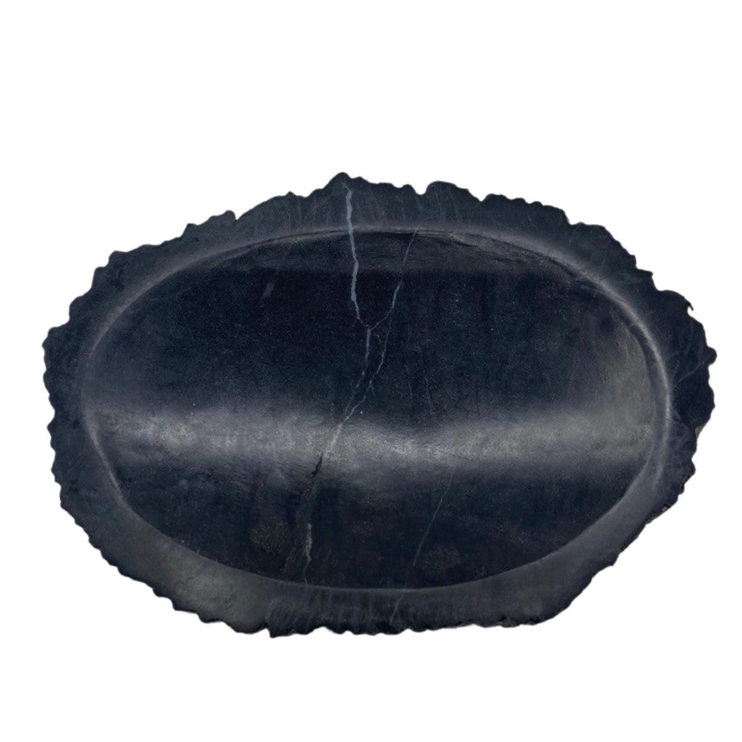 Alt Tag: Petrified Wood Stone Soap Dish – 14.5x10 CM, black petrified wood stone soap dish with natural edge and oval shape