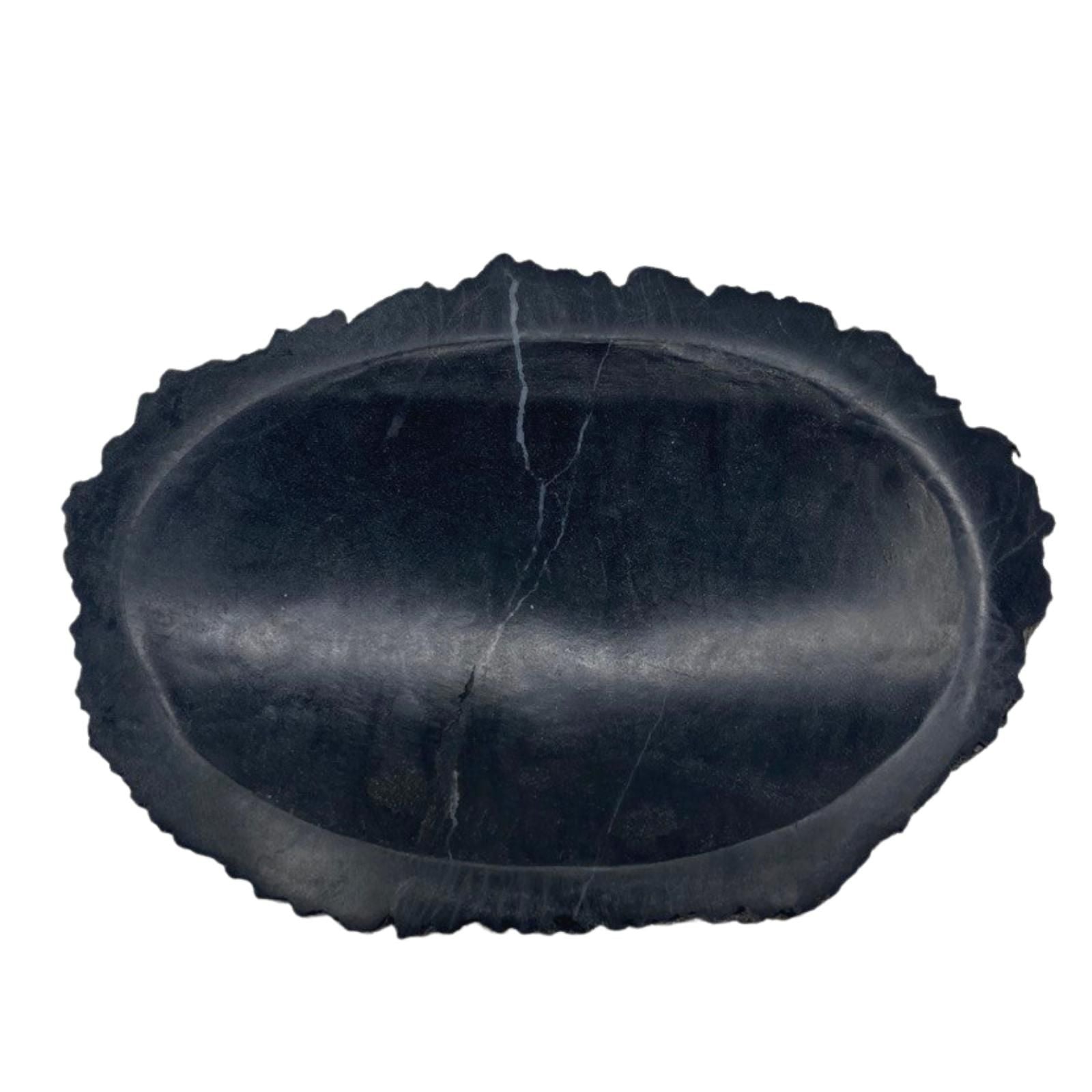 Alt Tag: Petrified Wood Stone Soap Dish – 14.5x10 CM, black petrified wood stone soap dish with natural edge and oval shape