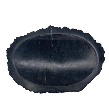 Alt Tag: Petrified Wood Stone Soap Dish – 14.5x10 CM, black petrified wood stone soap dish with natural edge and oval shape