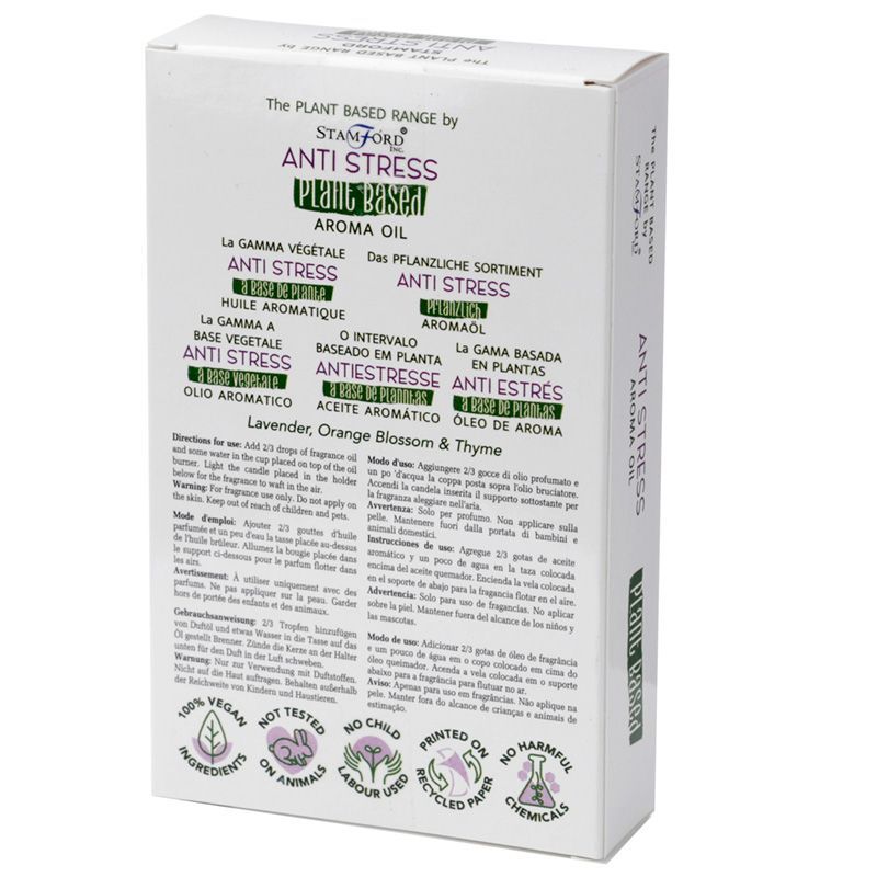 Plant-Based Aroma Oil – Relaxing 50ML boxed product packaging, plant-based aroma oil range, 50ml, lavender orange blossom and thyme