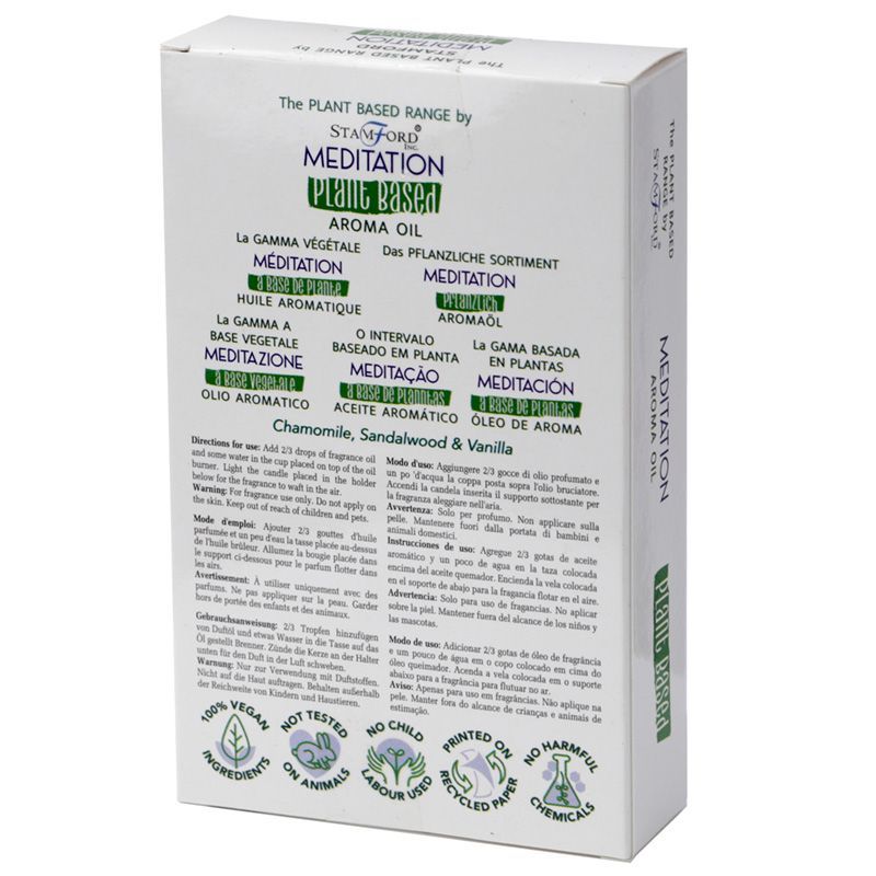 Pflanzenbasiertes Meditation Aroma Oil – 44G Produktbox, pflanzenbasiertes Aromaöl mit Duft von Kamille, Sandelholz und Vanille