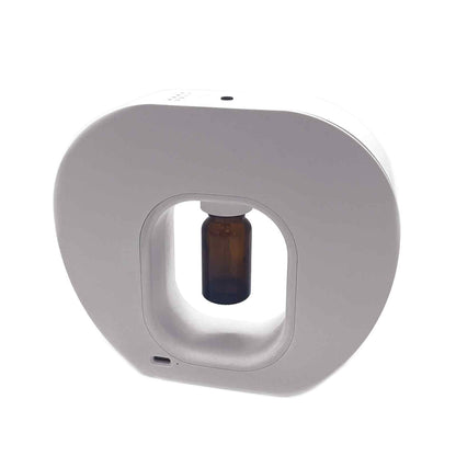 Alt Tag: Plastic Dry Aroma Diffuser – 14x15.5 CM USB-C, difusor de aceites esenciales por nebulización sin agua ni calor, plástico blanco con botella