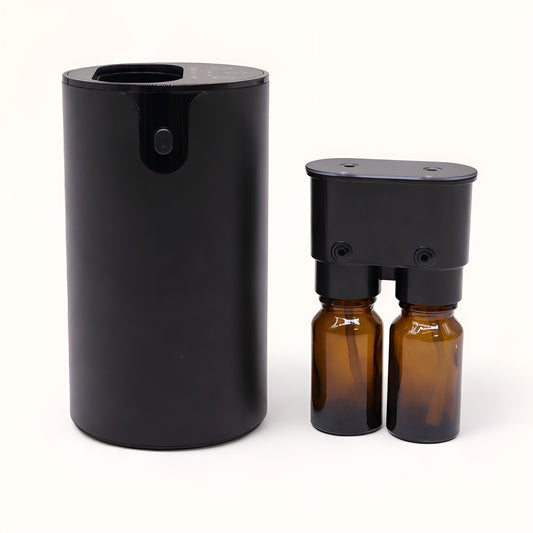 Plastic Essential Oil Nebulizer – USB-C, difusor nebulizador portátil de plástico en negro con 2 frascos de aceite esencial
