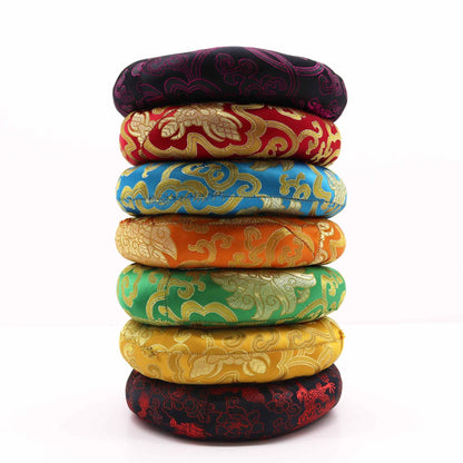Polyester Hoop Cushion – Passar 20–24CM Singing Bowls, färgglad brokadringkudde i stapel för stabilt stöd för skålen