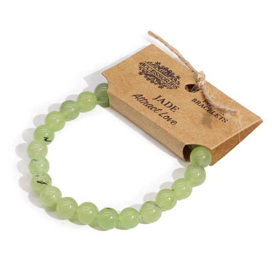 Alt Tag: Power Bracelet - Jade pulsera de cuentas de jade verde con empaque artesanal y cordón