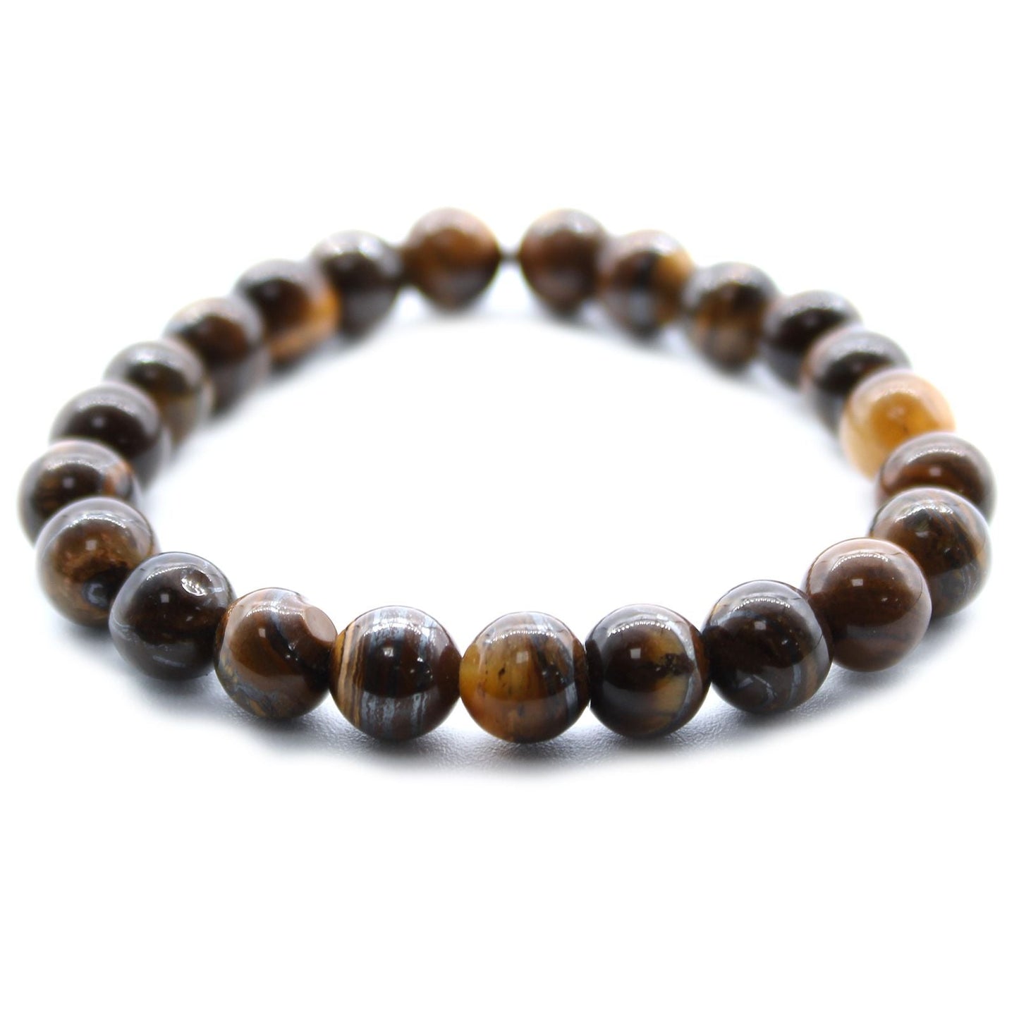 Alt Tag: Power Bracelet - Tiger Eye bracelet with genuine tiger eye gemstone beads in golden-brown tones, handcrafted beaded stretch design