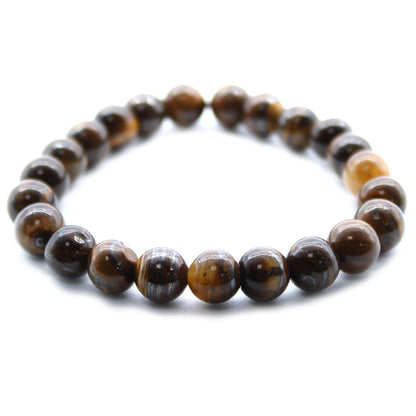 Alt Tag: Power Bracelet - Tiger Eye bracelet with genuine tiger eye gemstone beads in golden-brown tones, handcrafted beaded stretch design