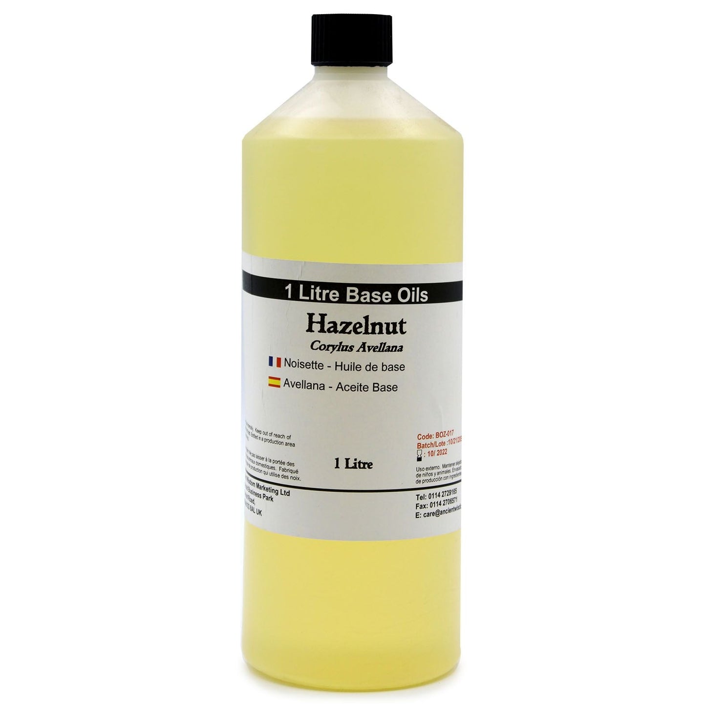 Premium Italian Hazelnut Oil – 1 Litre, botella de aceite de avellana 1 L (base oil)