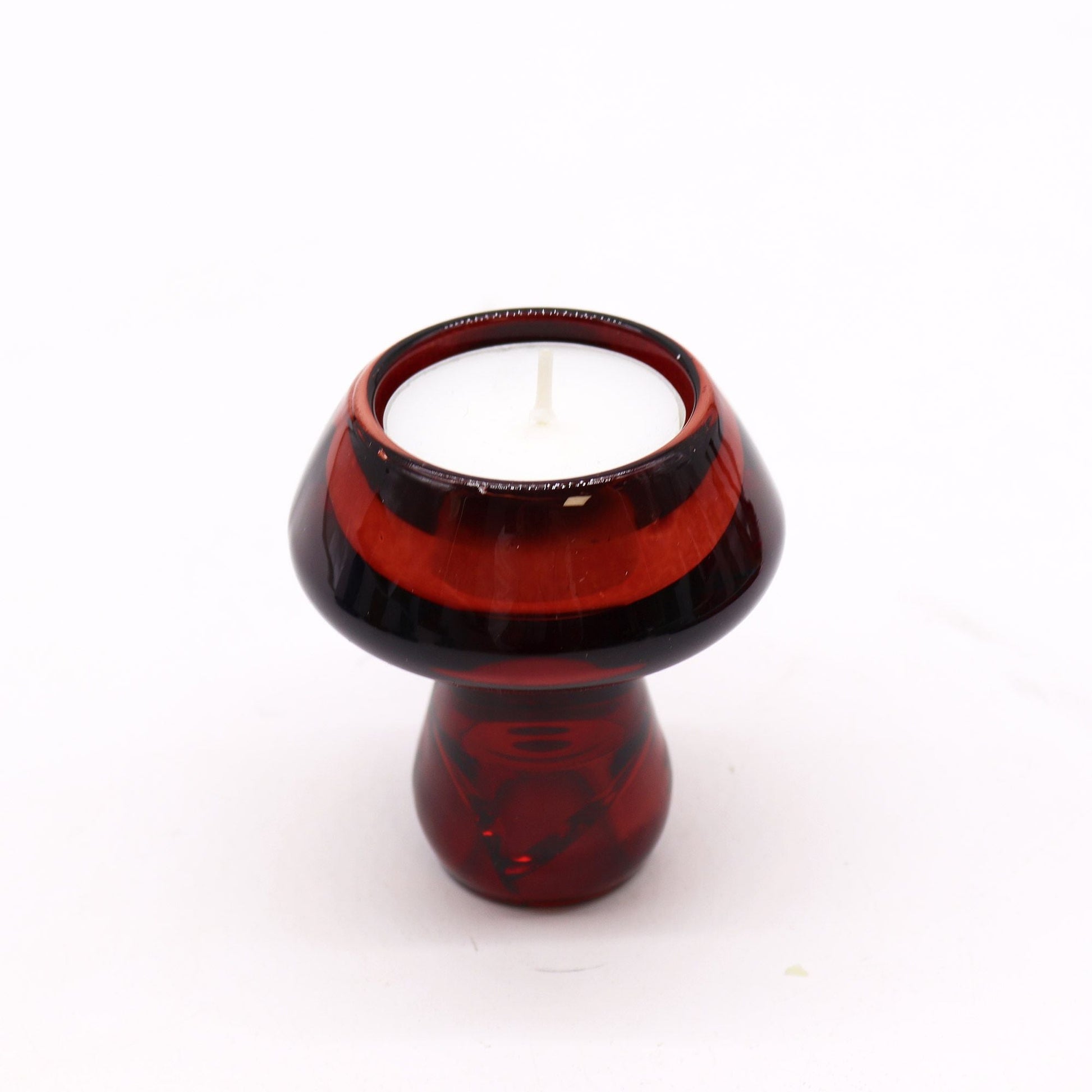 Pressed Glass Candle Holders – 6.2x7 CM, Vampire Red pressed glass candle holder with tealight, gothic red and black design