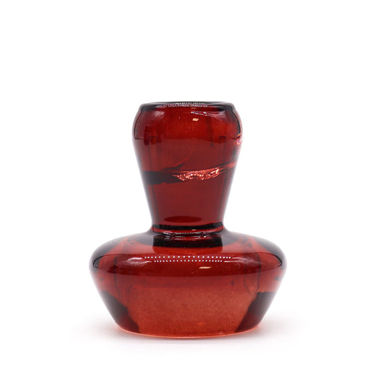 Alt Tag: Pressed Glass Candle Holders – 6.2x7 CM, Vampire Red, red pressed glass candle holder for tealight or dinner candle, close-up