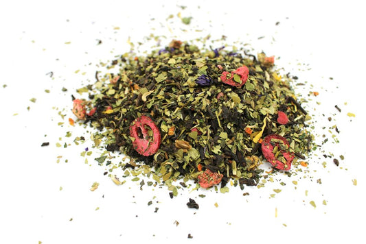 Pu Erh Artisan Tea Blend – 1KG mezcla de té pu erh rojo con mate y frutas deshidratadas, hojas sueltas en montón