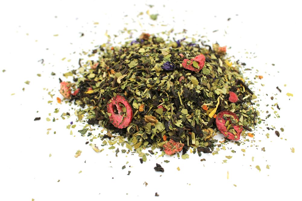Pu-Erh Artisan Tea Blend – 50G On Angels Wings, loser Pu-Erh-Tee-Mix mit erdigen Noten sowie Himbeer- und Heidelbeerstücken