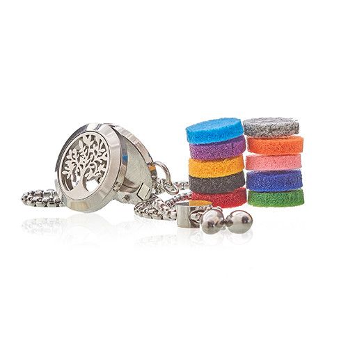 Stainless Steel Aromatherapy Bracelet – Tree of Life, 20MM stainless steel locket bracelet with chain, colored felt pads and metal beads