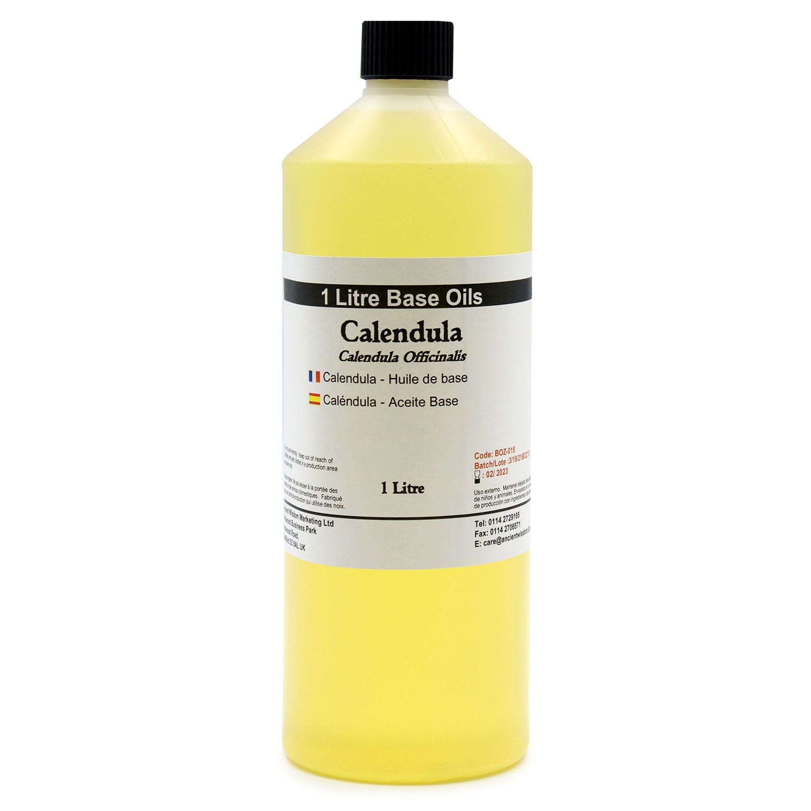 Pure Calendula Oil – 1 Litre, botella de 1 litro de aceite base de caléndula (Calendula officinalis)