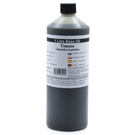 Alt Tag: Pure Tamanu Base Oil – 1 Litre botella de 1 litro, Calophyllum Inophyllum Seed Oil, aceite base premium