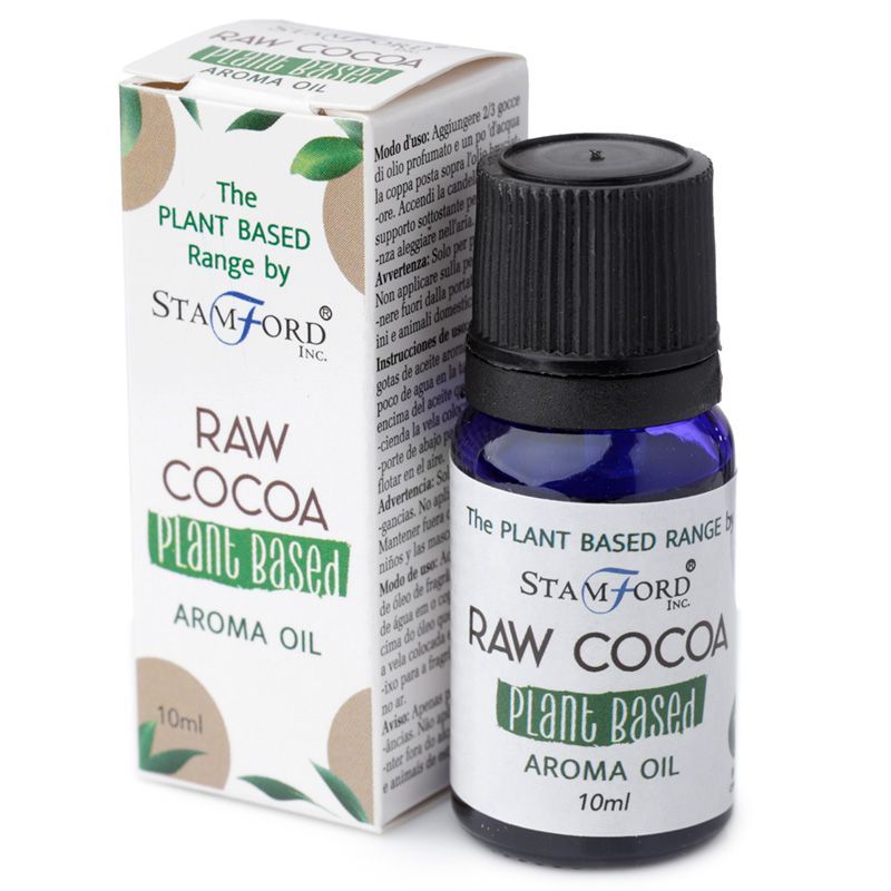 Raw Cocoa Plant-Based Aroma Oil – 44 G botella de aceite aromático vegano aroma a cacao crudo con caja de la marca Stamford