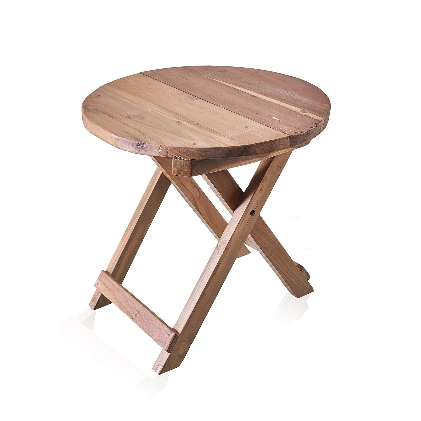 Recycled Teak Coffee Table – 50x50 CM mesa de centro redonda de teca reciclada, hecha a mano en Bali, acabado rústico