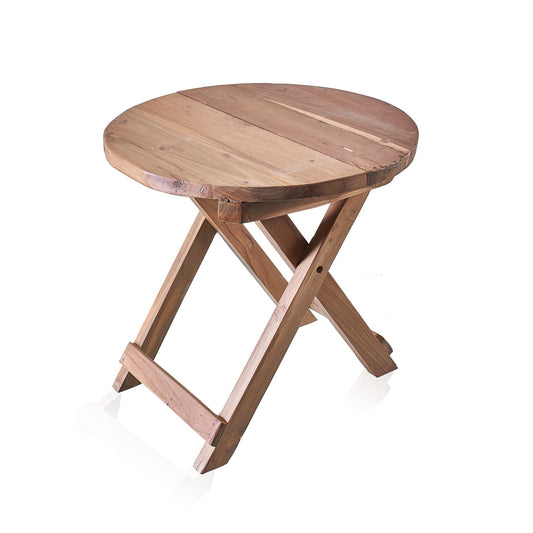 Recycled Teak Coffee Table – 50x50 CM mesa de centro redonda de teca reciclada, hecha a mano en Bali, acabado rústico