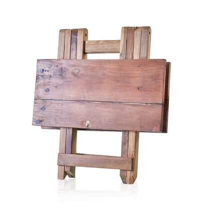 Recycled Teak Folding Coffee Table – 50x50CM plegada, madera de teca reciclada con acabado natural y textura rústica