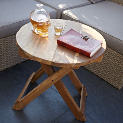 Recycled Teak Coffee Table – 50x50 CM mesa de centro de teca reciclada hecha a mano en Bali, mesa redonda con base plegable