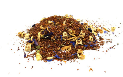 Alt Tag: Red Bush Relax Rooibos Tea – 50G loose leaf blend with rooibos, lavender petals and apple pieces