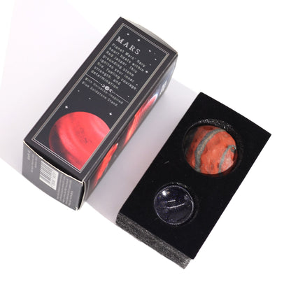 Red Jasper Mars Gemstone Sphere – 40MM con soporte Goldstone en caja, esfera roja jaspe con diseño planetario