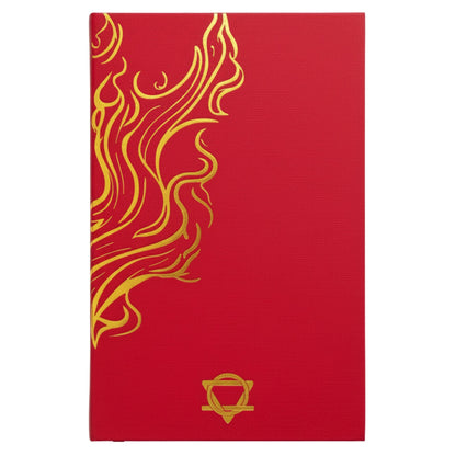 Red Wellness Journal – 120 Pages – Golden Mandala & Lotus, red cover with gold mandala and lotus design, mindfulness notebook