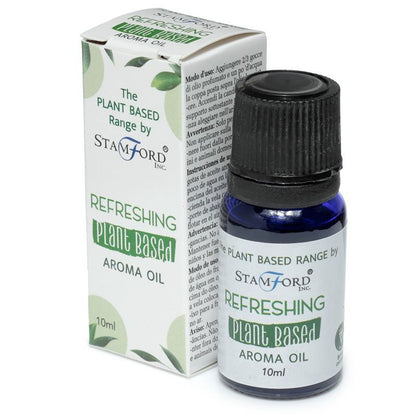 Refreshing Fragrance Oil – 60ML Plant-Based Blend, botella y caja de aceite aromático plant-based Refreshing, marca Stamford, aroma oil