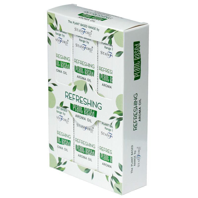 Alt Tag: Refreshing Fragrance Oil – 60ML Plant-Based Blend aroma oil box packaging with green leaf design, 60 ml