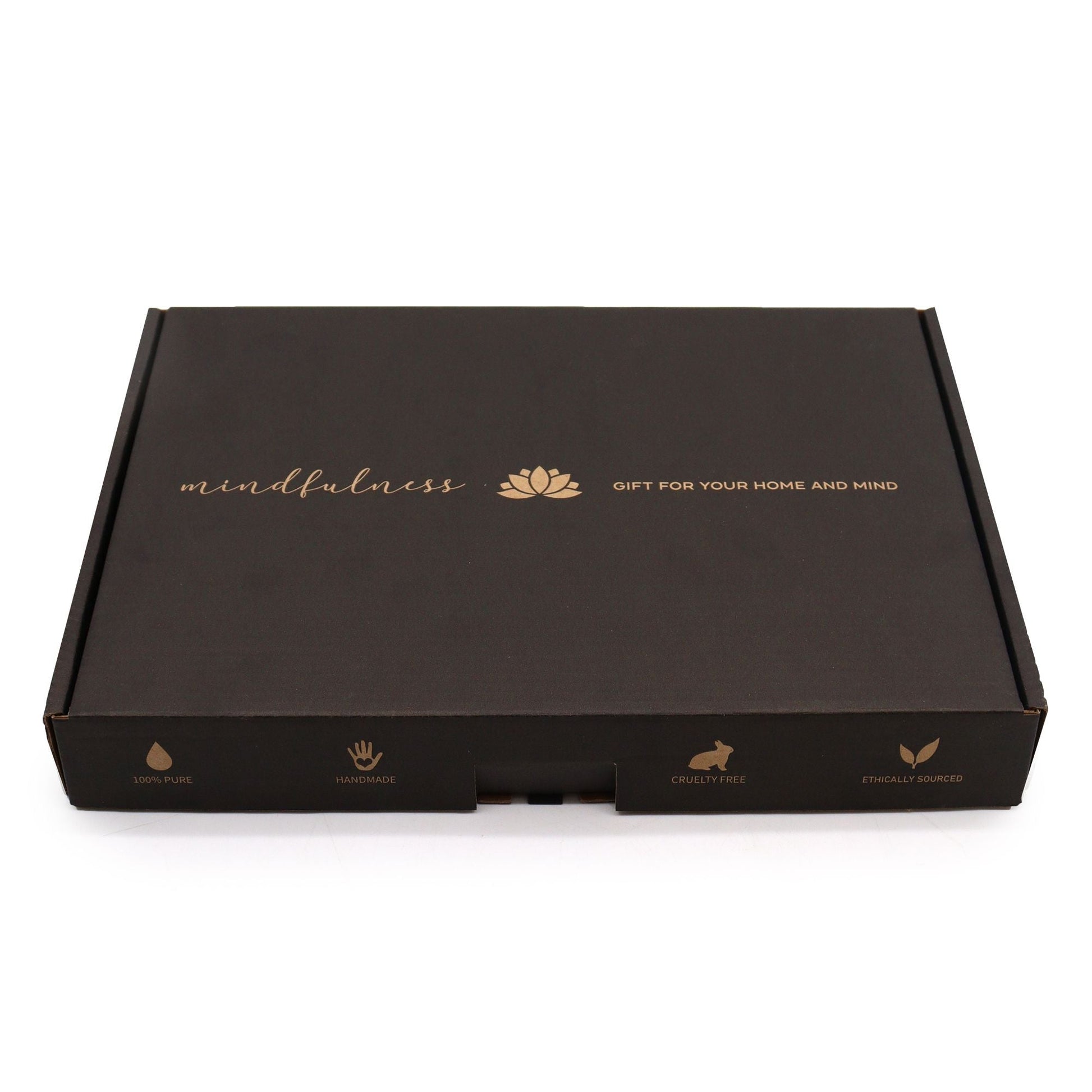 Alt Tag: Rejuvenating Self Care Kit – All-In-One Recare in sleek black gift box with gold lettering, 28 x 19 x 3.8 cm packaging