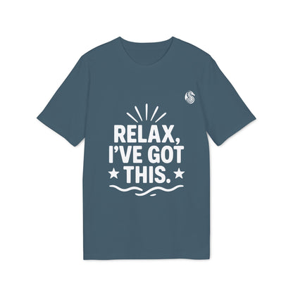 Relax I´ve Got This Teenager Drix Premium Unisex T-Shirt azul con estampado blanco “RELAX, I’VE GOT THIS”