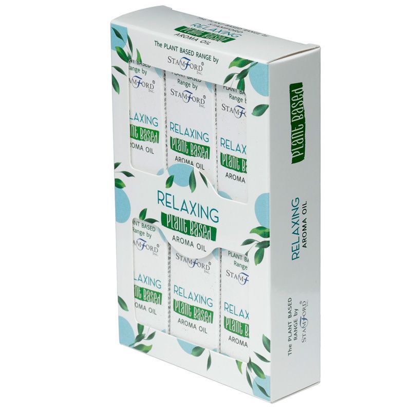 Alt-Tag: Relaxation pflanzliches Aromaöl – Travel Size Box-Set mit vier Mini-Fläschchen, pflanzliches Aromaöl, reisefreundlich 6x2.5x2.5 cm