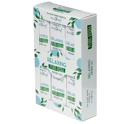 Alt-Tag: Relaxation pflanzliches Aromaöl – Travel Size Box-Set mit vier Mini-Fläschchen, pflanzliches Aromaöl, reisefreundlich 6x2.5x2.5 cm