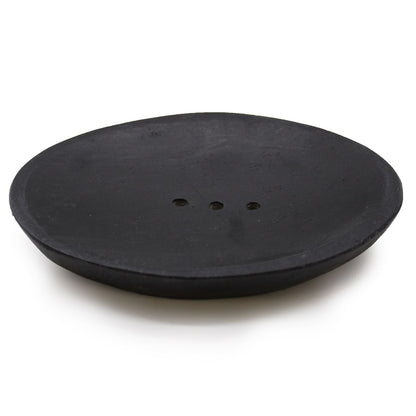 Riverstone Marble Soap Dish – 13.5x10 CM black marble soap dish with drainage holes for bathroom or kitchen countertop