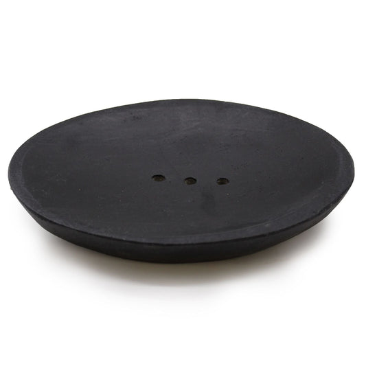 Riverstone Marble Soap Dish – 13.5x10 CM black marble soap dish with drainage holes for bathroom or kitchen countertop