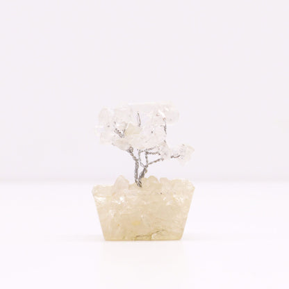 Rock Quartz Mini Gemstone Tree – 15 Stones mini árbol de gemas con cristales de cuarzo roca y base de orgonita, 5 cm