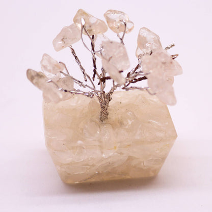 Alt Tag: Rock Quartz Mini Gemstone Tree – 15 Stones con base de orgonita hecha a mano, mini árbol de cuarzo transparente de 5 cm