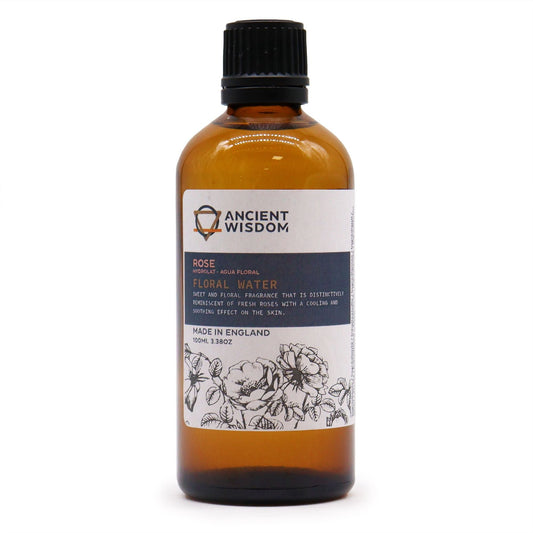 Alt-Tag: Rosa-Damascena-Hydrolat Blütenwasser – 100 ml bernsteinfarbene Glasflasche Rosenblütenwasser Gesichtswasser 100 ml