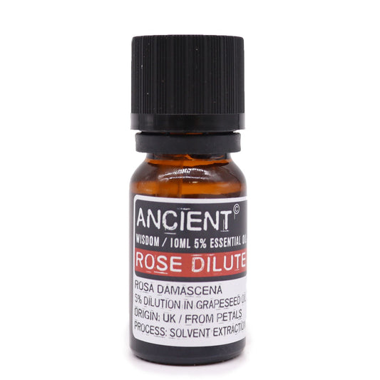 Rosen-Essenzialöl in Traubenkernöl – 10-ml-Braunglasflasche mit schwarzem Verschluss, Rosen-Essenzialöl 5% Verdünnung in Traubenkernöl