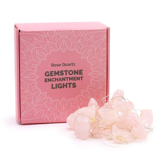 Rose Quartz Gemstone Enchantment Lights – Decorative String con caja rosa y luces de alambre con piedras de cuarzo rosa