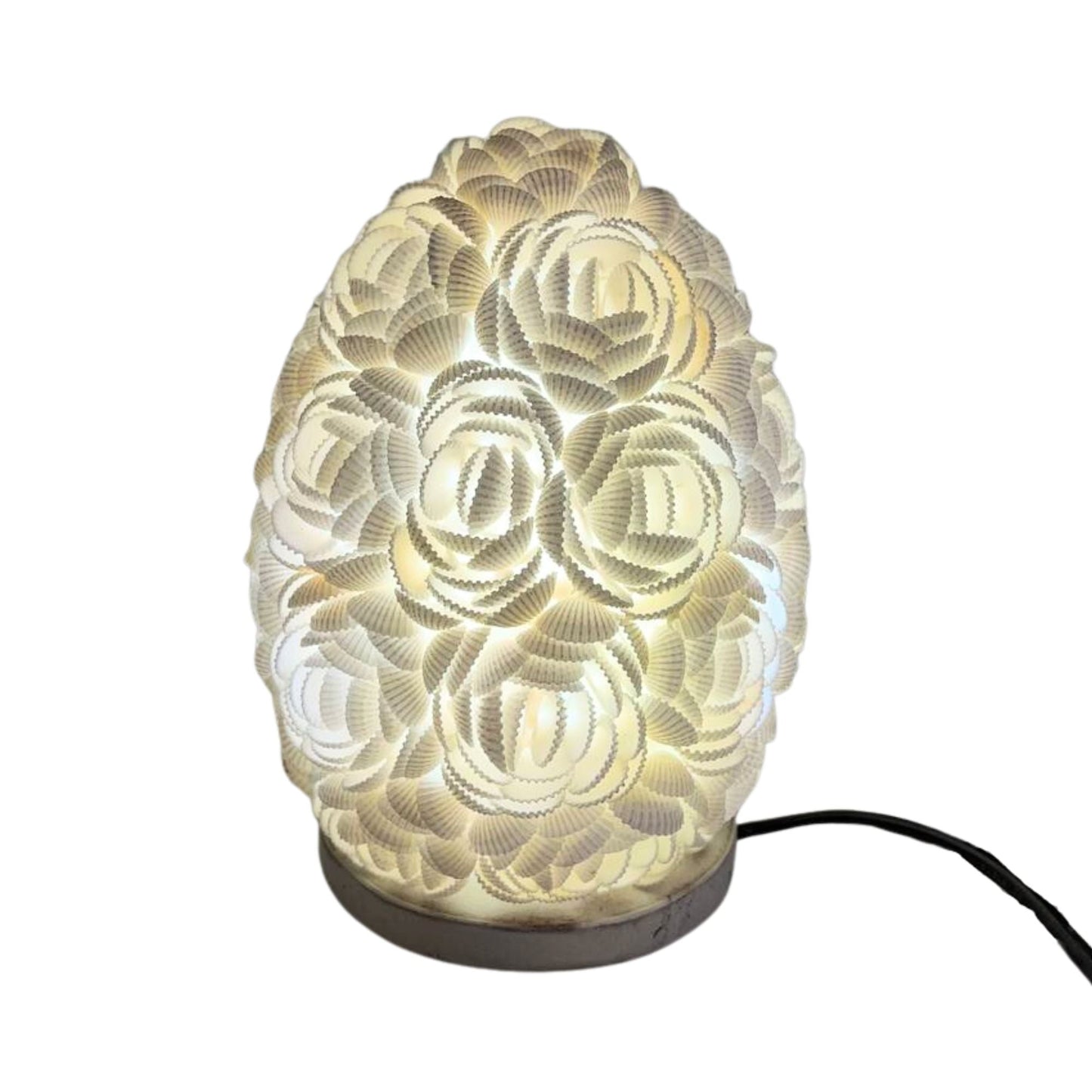 Alt-Tag: Rose Seashell Lamp – Oval 15CM ovale Deko-Lampe aus echten Muscheln, warmes Licht, 15 cm